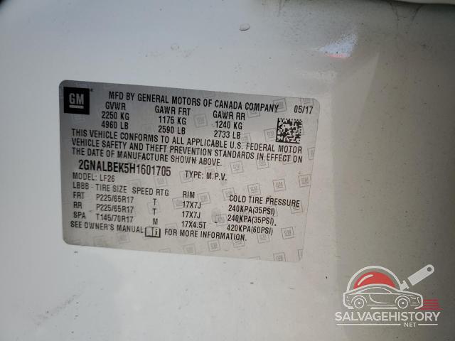2GNALBEK5H1601705 2017 CHEVROLET EQUINOX photo no. 12