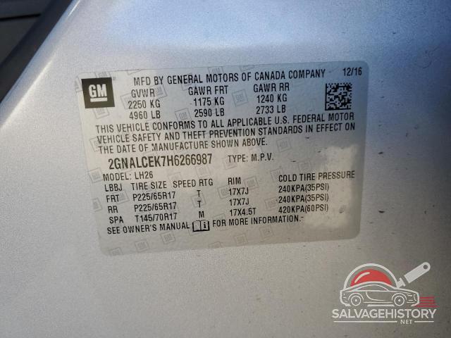 2GNALCEK7H6266987 2017 CHEVROLET EQUINOX photo no. 13