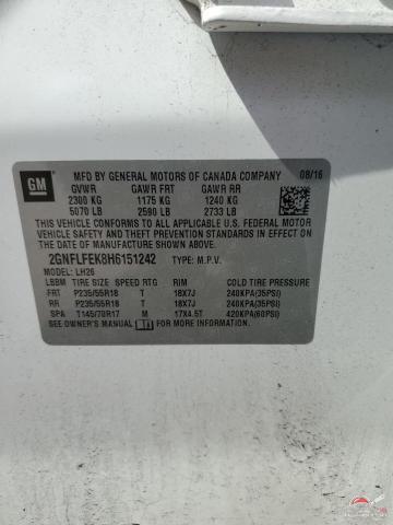 2GNFLFEK8H6151242 2017 CHEVROLET EQUINOX photo no. 13
