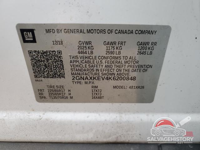 2GNAXKEV4K6200848 2019 CHEVROLET EQUINOX photo no. 13