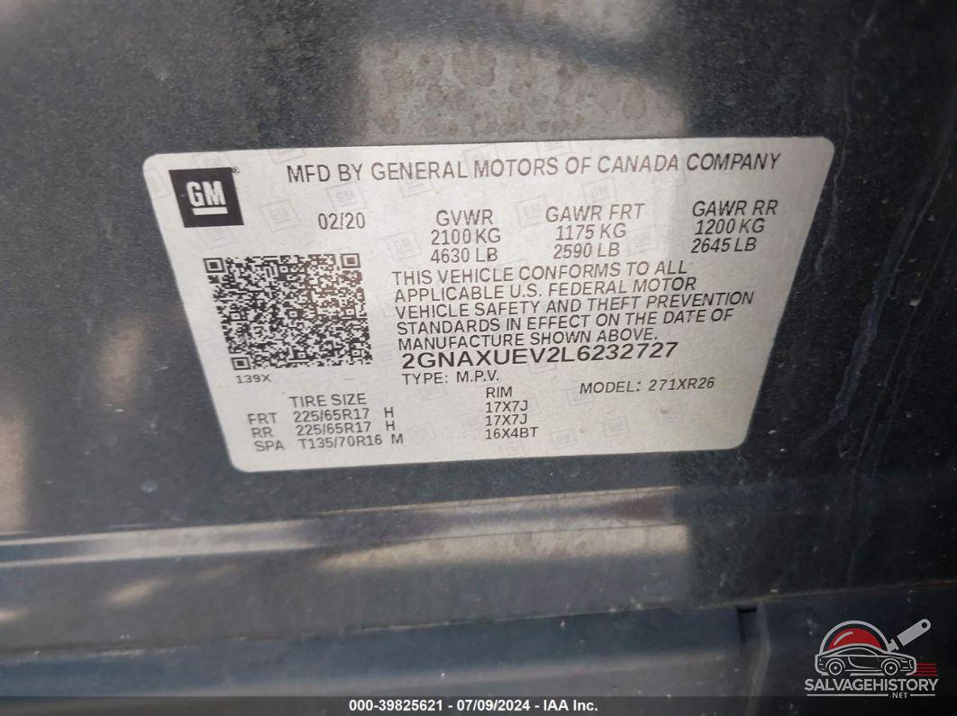 2GNAXUEV2L6232727 2020 CHEVROLET EQUINOX photo no. 9