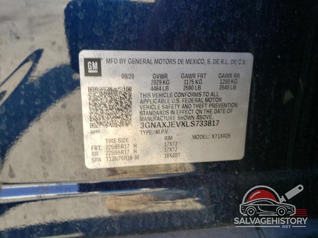 3GNAXJEVXLS733817 2020 CHEVROLET EQUINOX photo no. 13