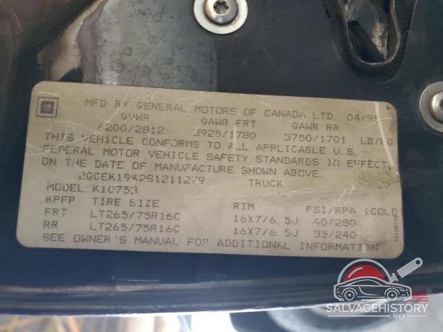 2GCEK19K2S1211279 1995 CHEVROLET GMT photo no. 12