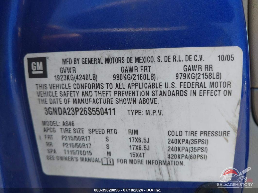 3GNDA23P26S550411 2006 CHEVROLET HHR photo no. 9