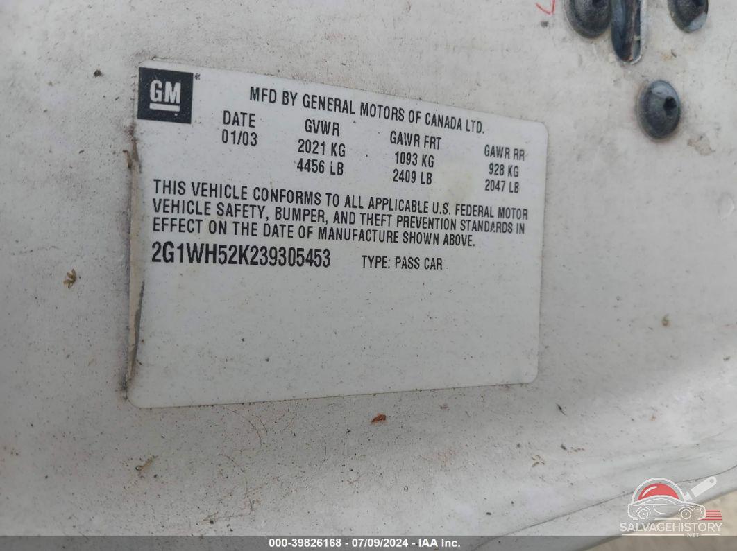 2G1WH52K239305453 2003 CHEVROLET IMPALA photo no. 9