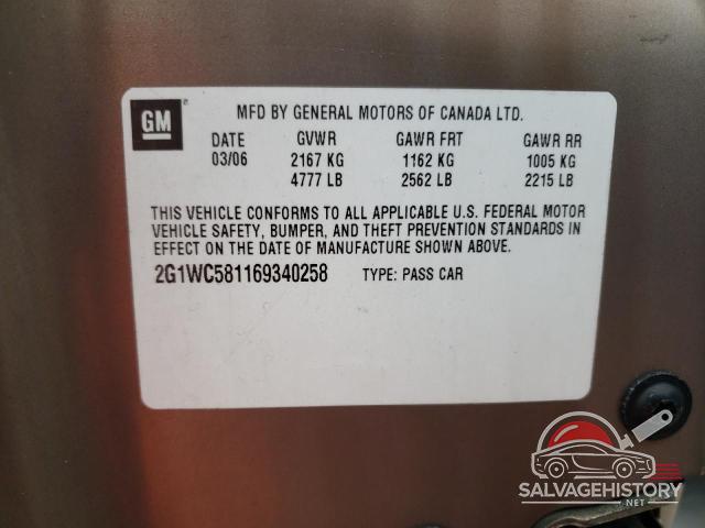 2G1WC581169340258 2006 CHEVROLET IMPALA photo no. 12