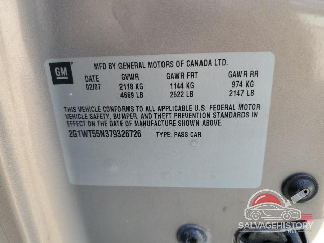 2G1WT55N379326726 2007 CHEVROLET IMPALA photo no. 12
