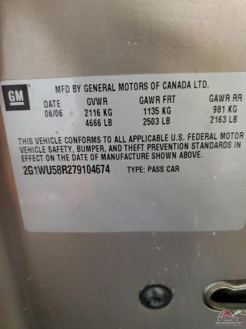 2G1WU58R279104674 2007 CHEVROLET IMPALA photo no. 12