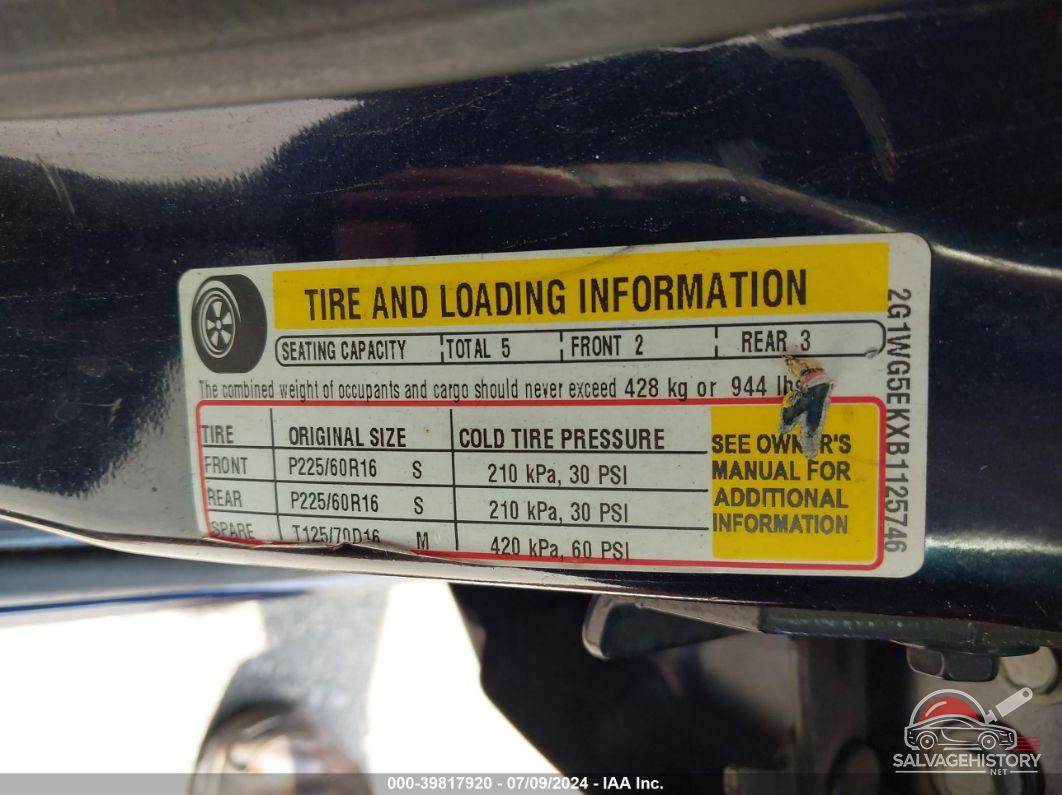 2G1WG5EKXB1125746 2011 CHEVROLET IMPALA photo no. 9