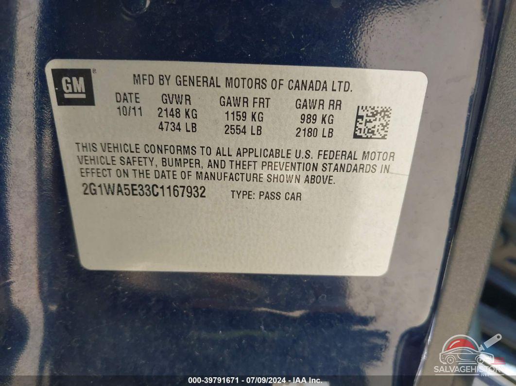 2G1WA5E33C1167932 2012 CHEVROLET IMPALA photo no. 9