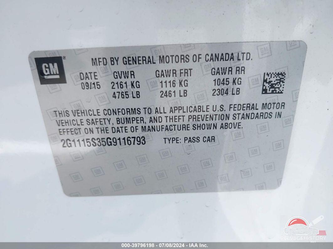2G1115S35G9116793 2016 CHEVROLET IMPALA photo no. 9
