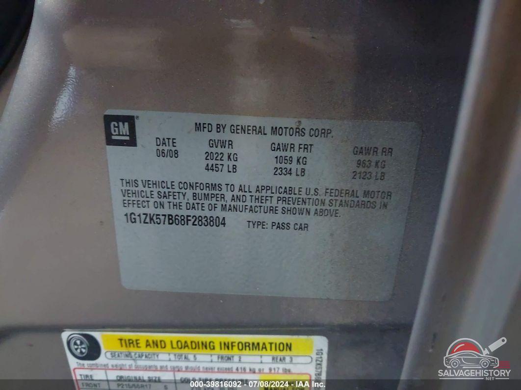 1G1ZK57B68F283804 2008 CHEVROLET MALIBU photo no. 9