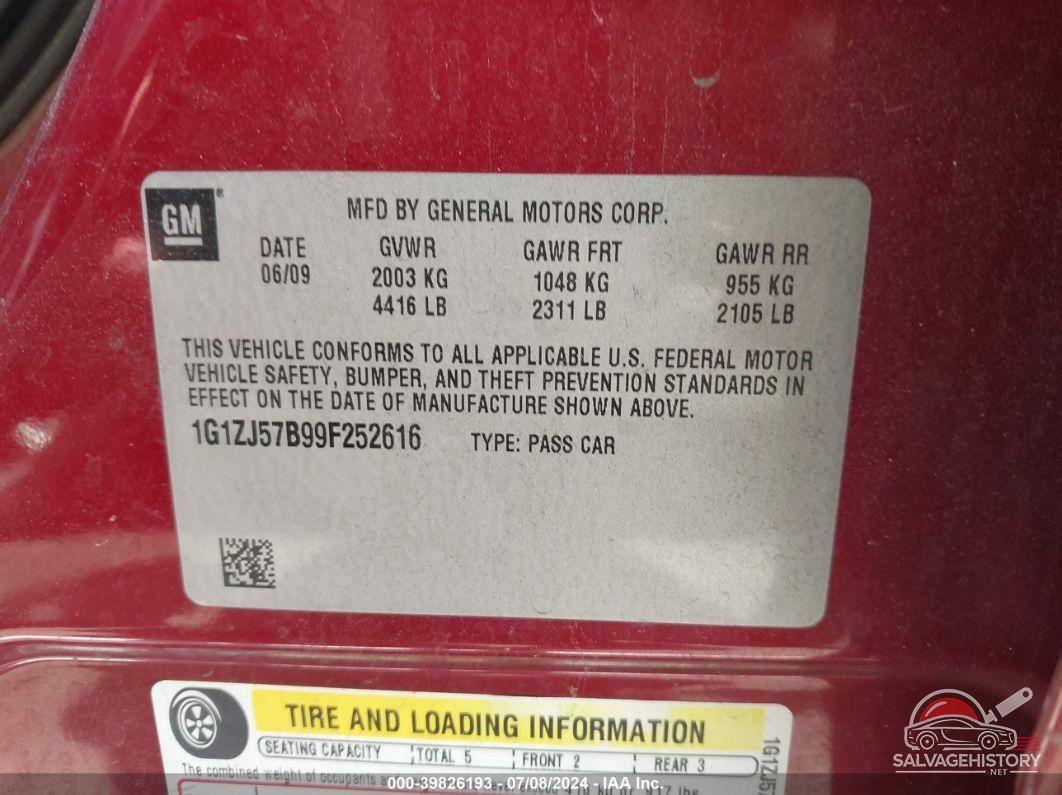1G1ZJ57B99F252616 2009 CHEVROLET MALIBU photo no. 9