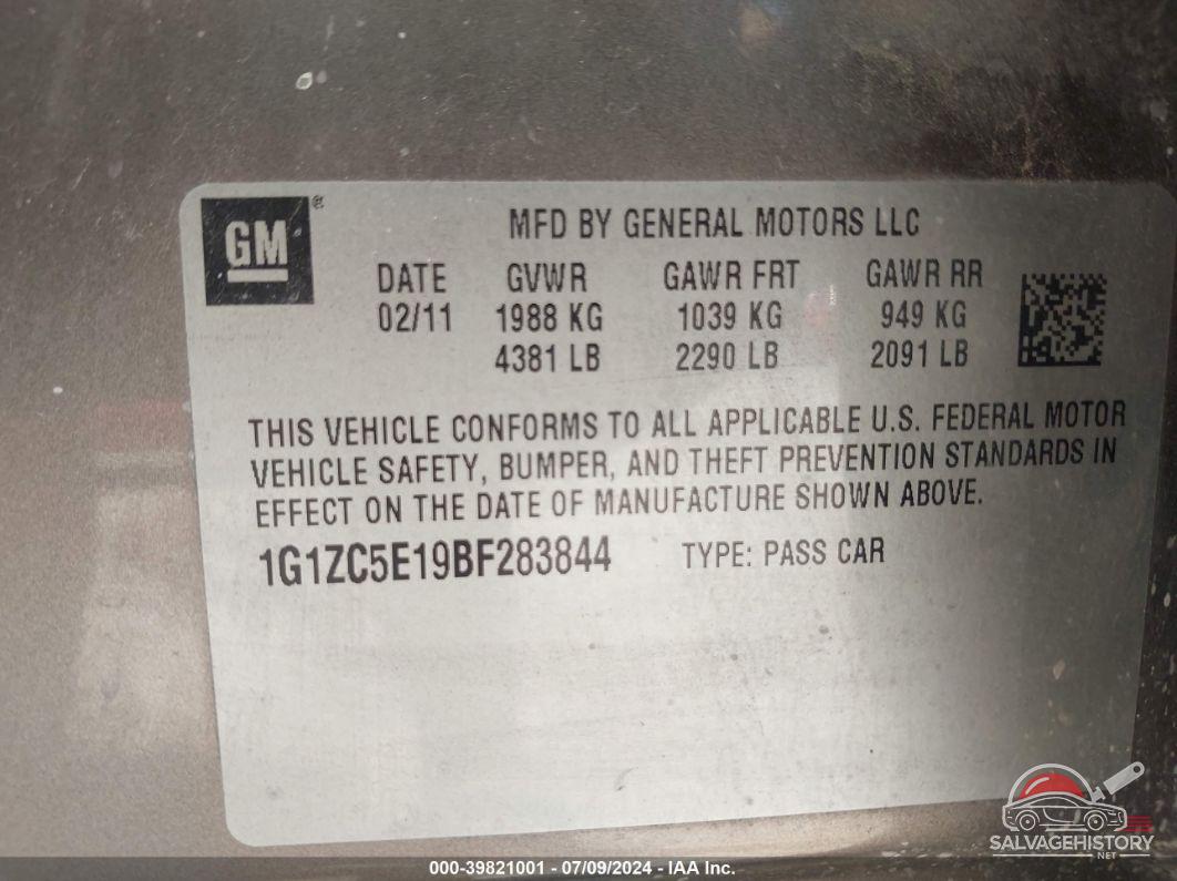 1G1ZC5E19BF283844 2011 CHEVROLET MALIBU photo no. 9