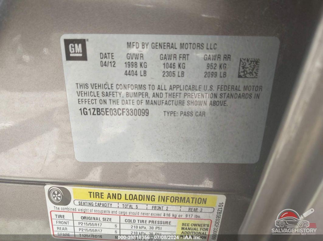 1G1ZB5E03CF330099 2012 CHEVROLET MALIBU photo no. 9