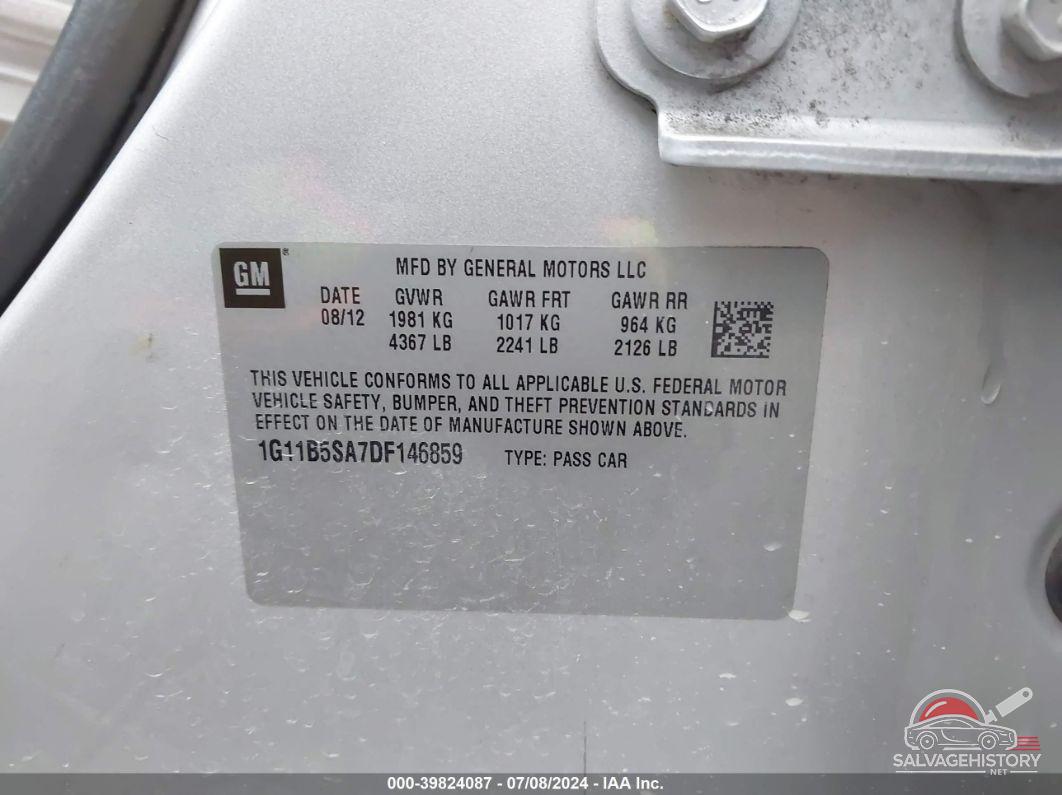 1G11B5SA7DF146859 2013 CHEVROLET MALIBU photo no. 9