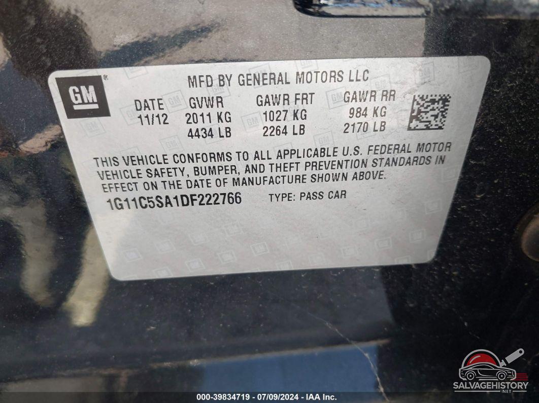 1G11C5SA1DF222766 2013 CHEVROLET MALIBU photo no. 9