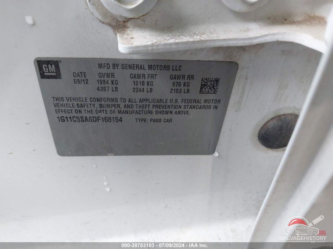 1G11C5SA6DF168154 2013 CHEVROLET MALIBU photo no. 9