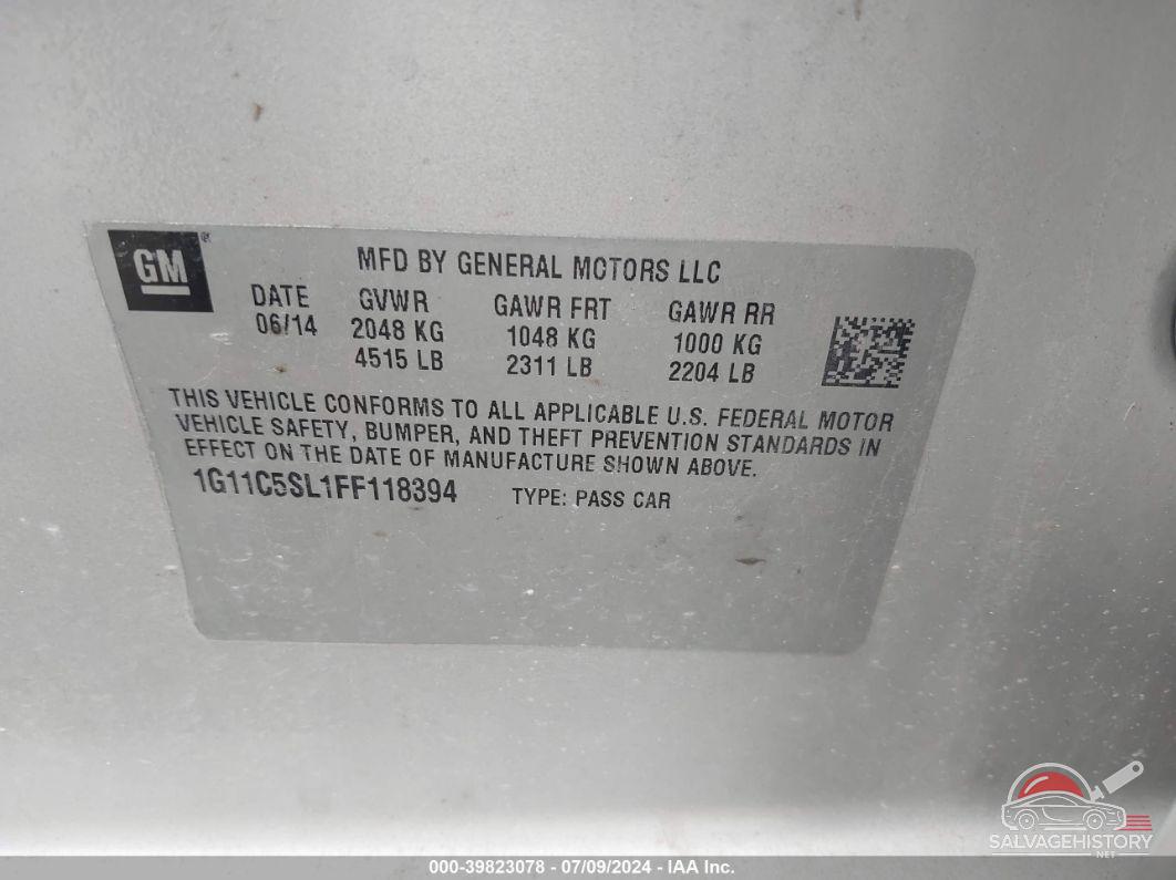 1G11C5SL1FF118394 2015 CHEVROLET MALIBU photo no. 9