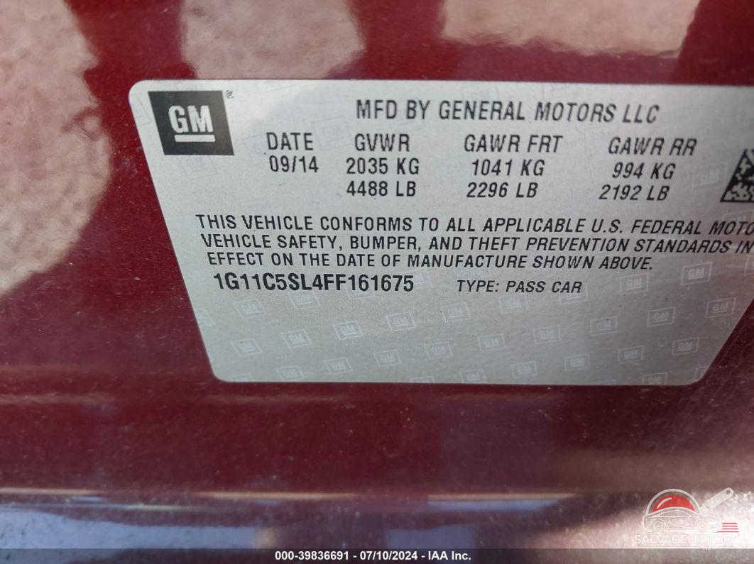 1G11C5SL4FF161675 2015 CHEVROLET MALIBU photo no. 9