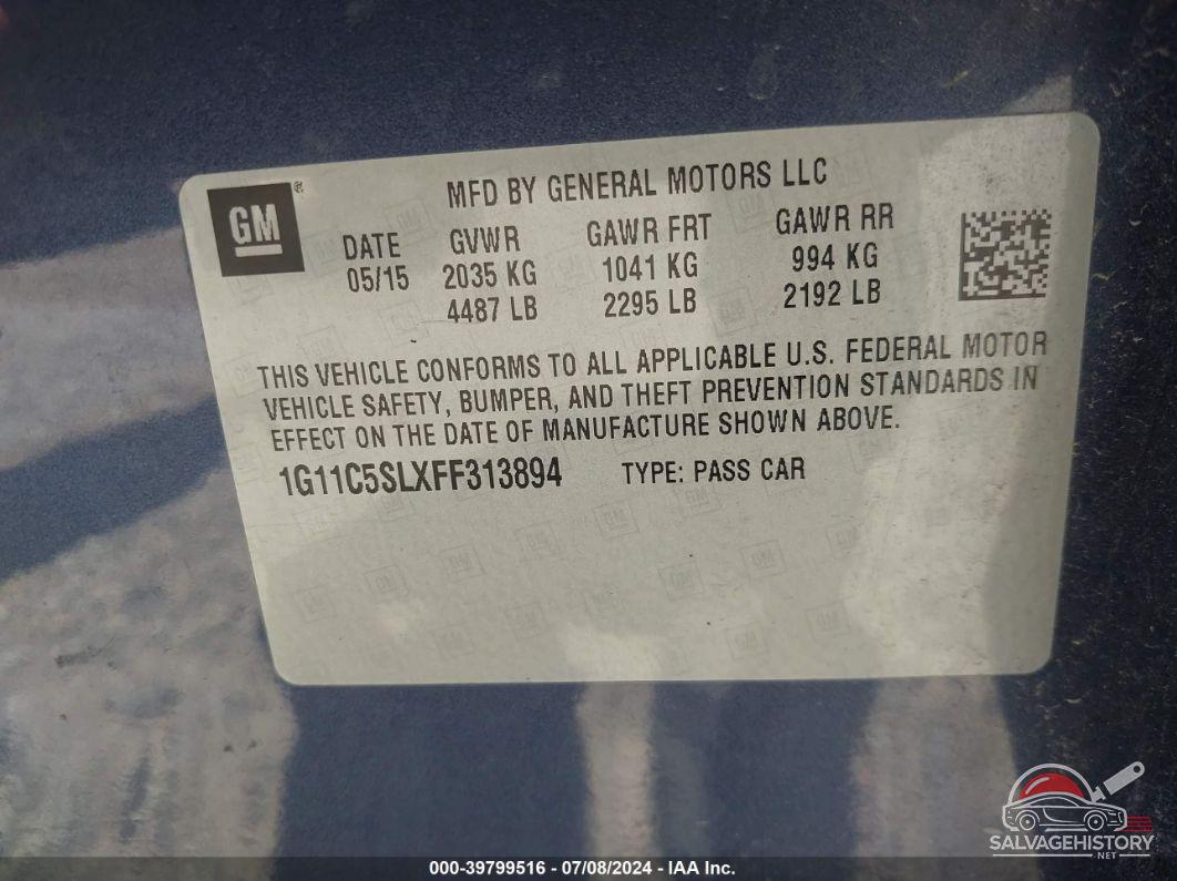 1G11C5SLXFF313894 2015 CHEVROLET MALIBU photo no. 9