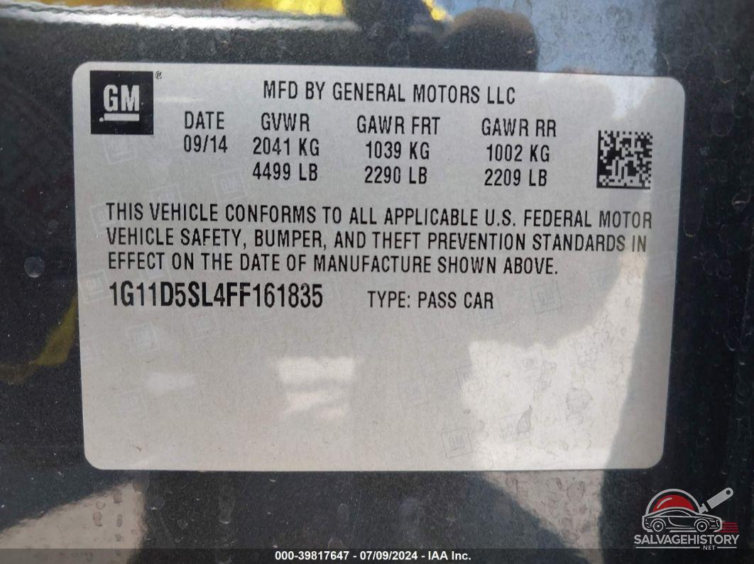 1G11D5SL4FF161835 2015 CHEVROLET MALIBU photo no. 9