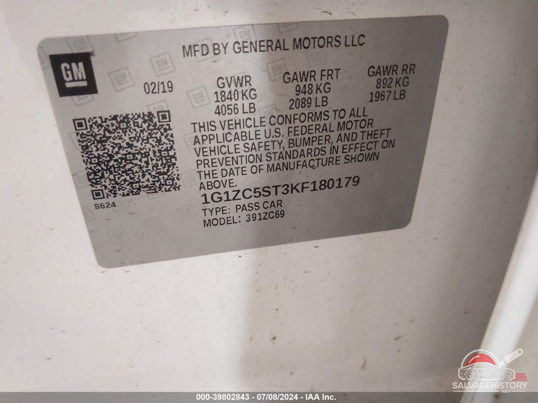 1G1ZC5ST3KF180179 2019 CHEVROLET MALIBU photo no. 9