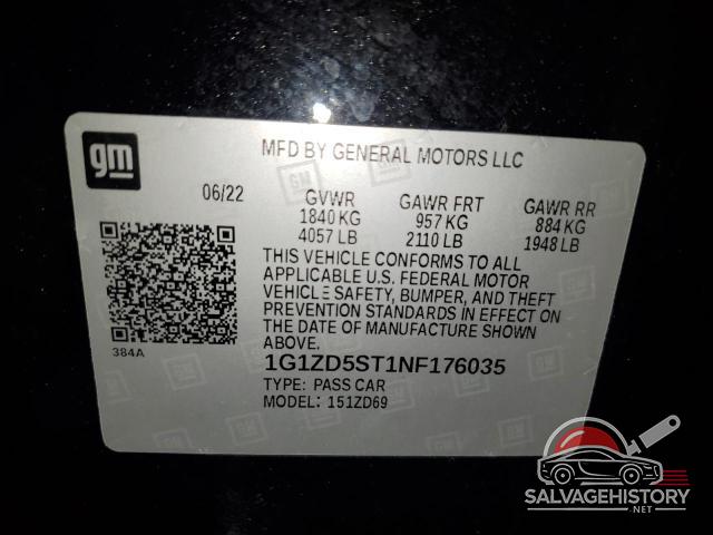 1G1ZD5ST1NF176035 2022 CHEVROLET MALIBU photo no. 12