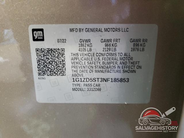 1G1ZD5ST3NF185853 2022 CHEVROLET MALIBU photo no. 12