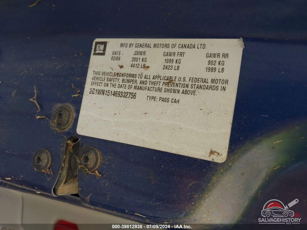 2G1WN151469302756 2006 CHEVROLET MONTE CARLO photo no. 9