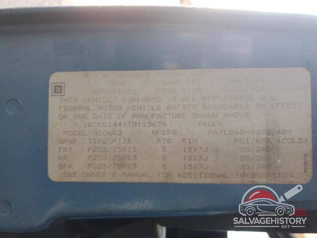 1GCCS144XT8113678 1996 CHEVROLET S10 photo no. 12