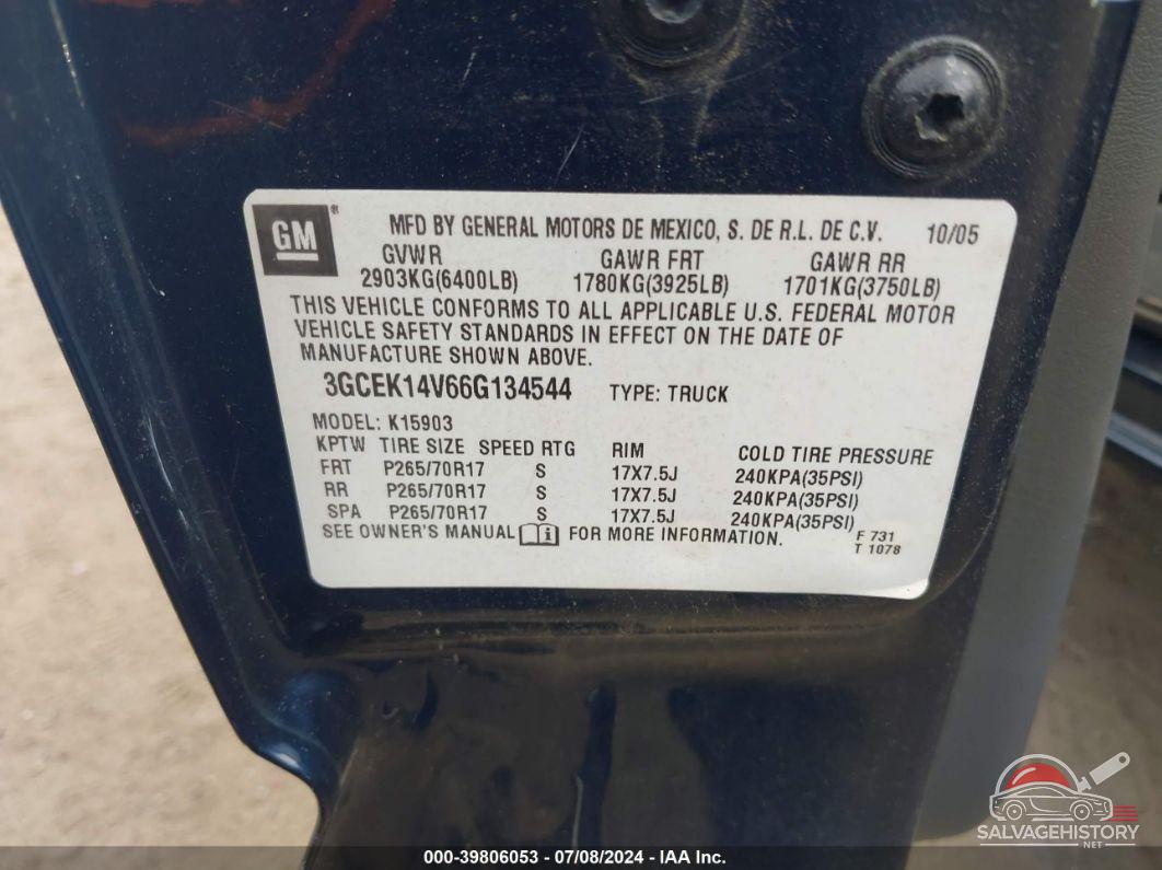 3GCEK14V66G134544 2006 CHEVROLET SILVERADO 1500 photo no. 9