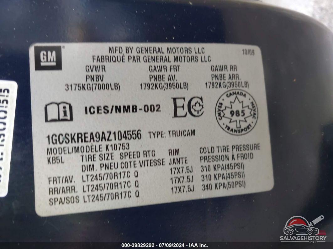 1GCSKREA9AZ104556 2010 CHEVROLET SILVERADO 1500 photo no. 9