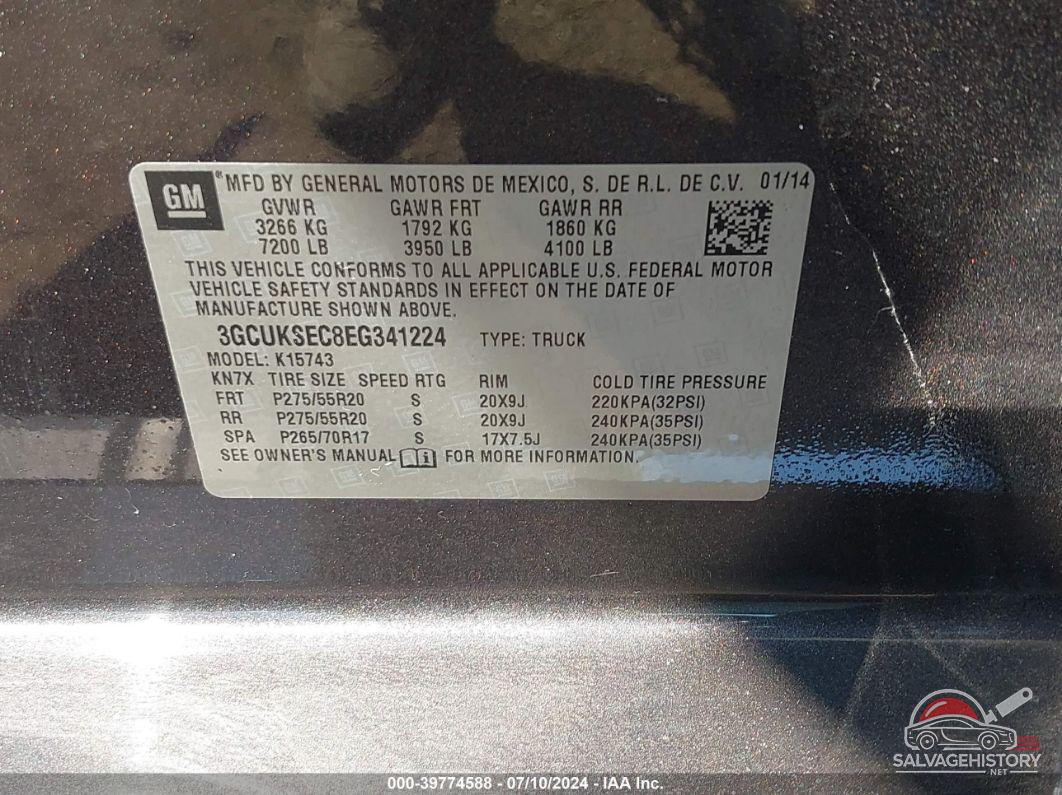 3GCUKSEC8EG341224 2014 CHEVROLET SILVERADO 1500 photo no. 9