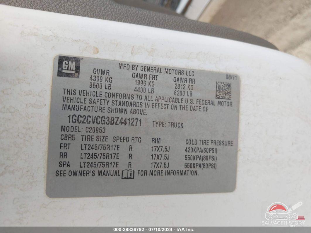 1GC2CVCG3BZ441271 2011 CHEVROLET SILVERADO photo no. 9