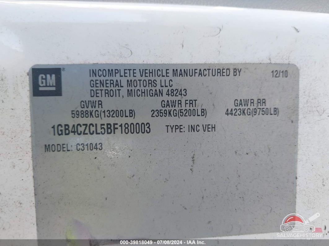 1GB4CZCL5BF180003 2011 CHEVROLET SILVERADO 3500HD CHASSIS photo no. 8
