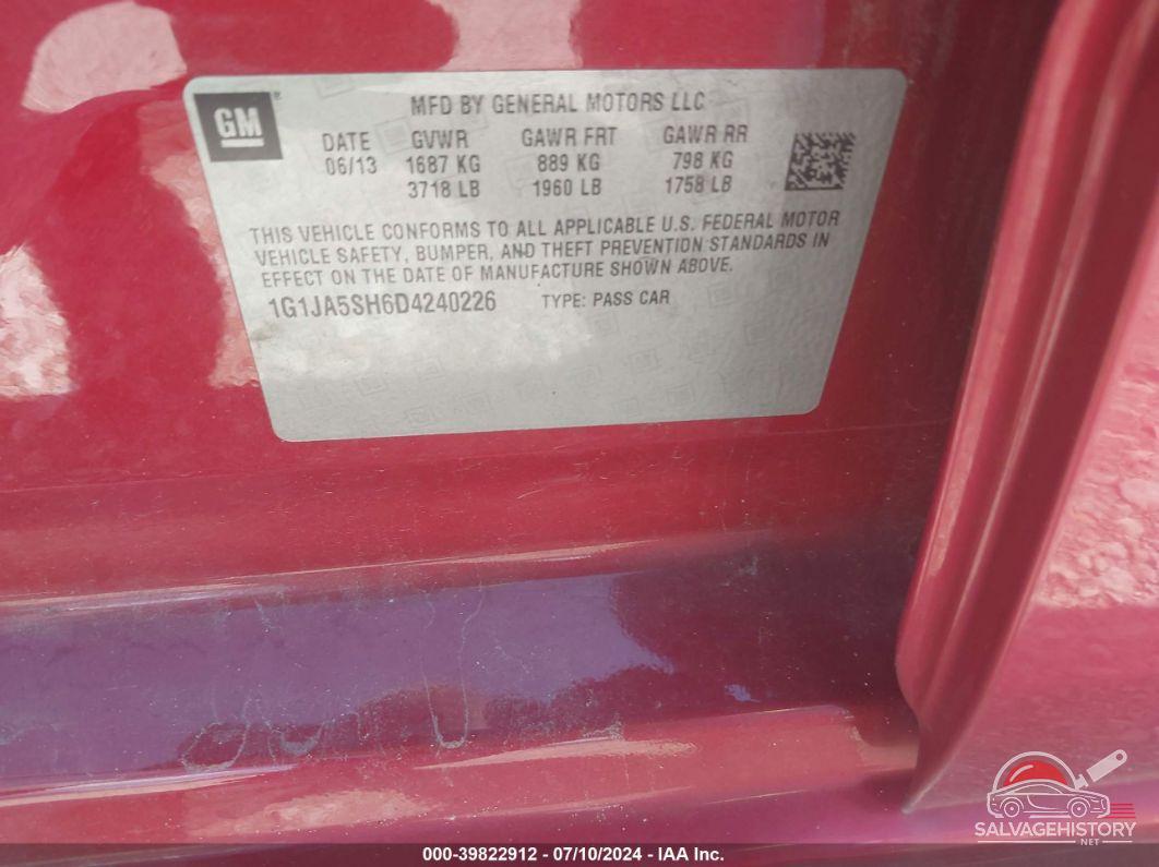 1G1JA5SH6D4240226 2013 CHEVROLET SONIC photo no. 9