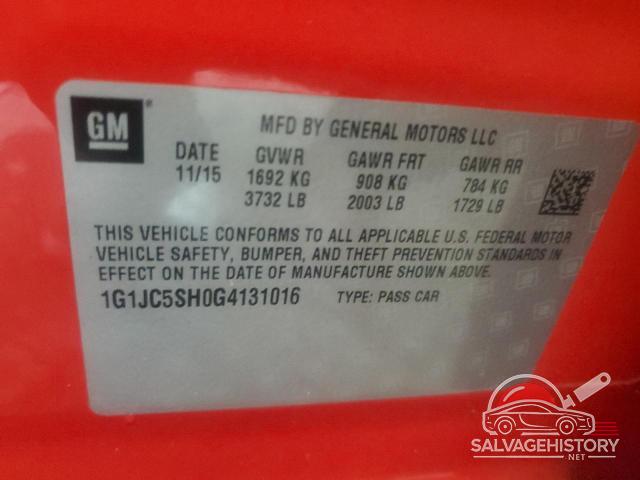 1G1JC5SH0G4131016 2016 CHEVROLET SONIC photo no. 12