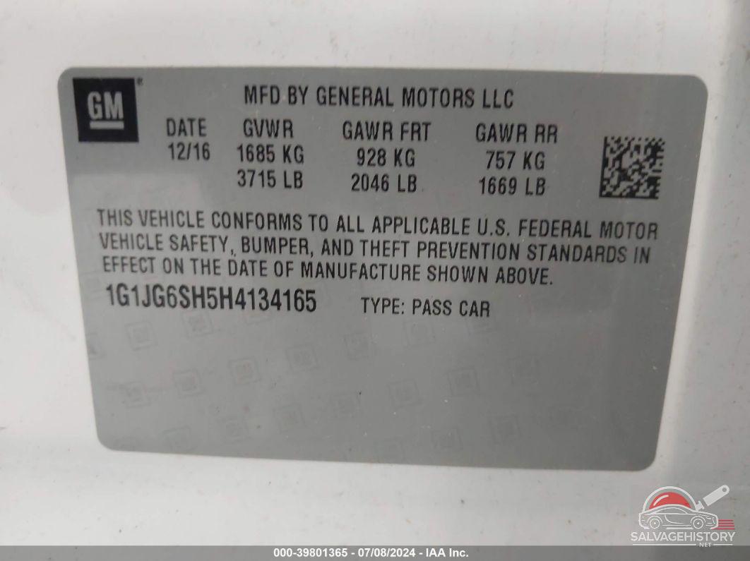 1G1JG6SH5H4134165 2017 CHEVROLET SONIC photo no. 9