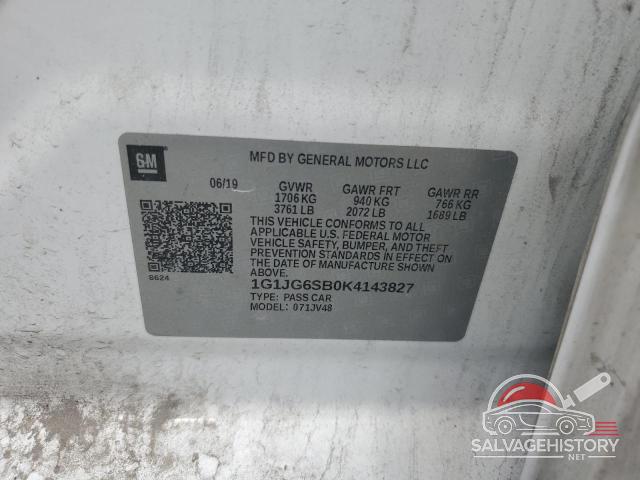 1G1JG6SB0K4143827 2019 CHEVROLET SONIC photo no. 12