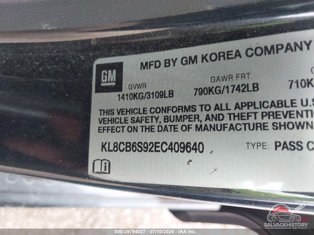 KL8CB6S92EC409640 2014 CHEVROLET SPARK photo no. 9