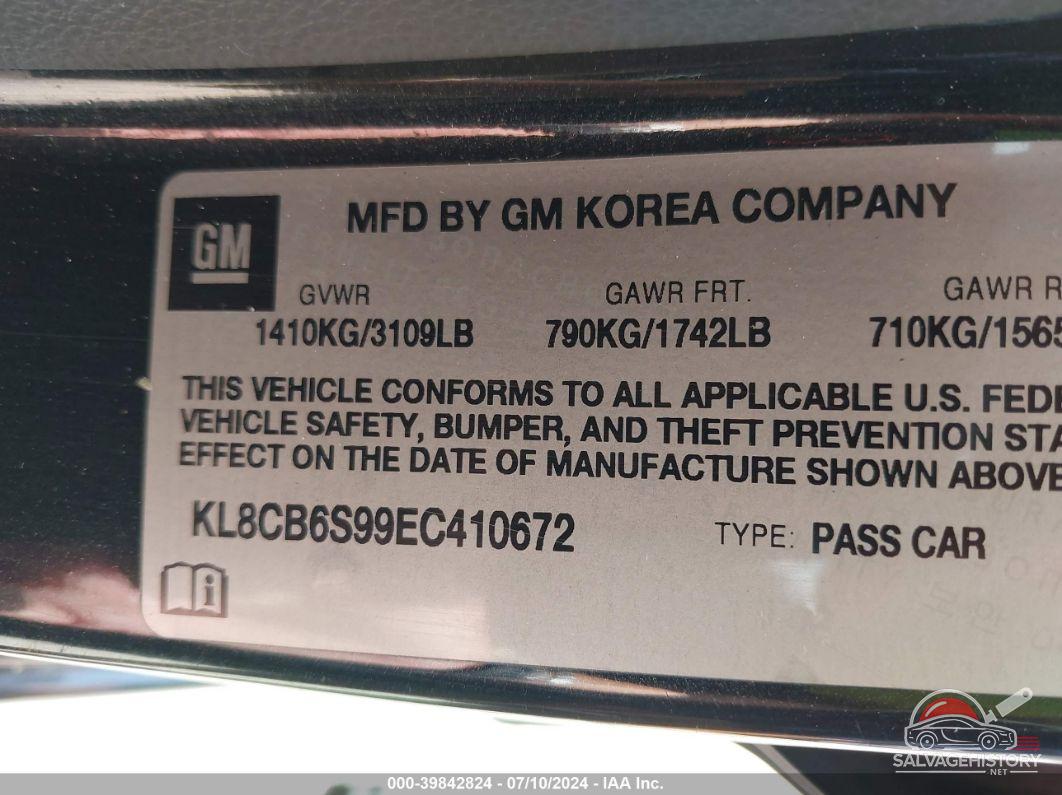 KL8CB6S99EC410672 2014 CHEVROLET SPARK photo no. 9