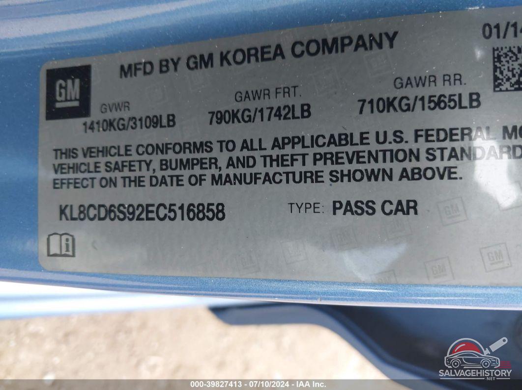 KL8CD6S92EC516858 2014 CHEVROLET SPARK photo no. 9