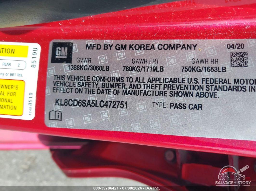 KL8CD6SA5LC472751 2020 CHEVROLET SPARK photo no. 9
