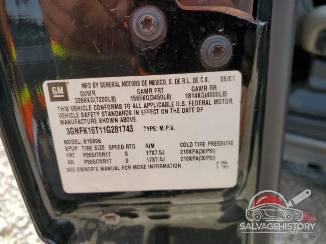 3GNFK16T11G281743 2001 CHEVROLET SUBURBAN photo no. 13