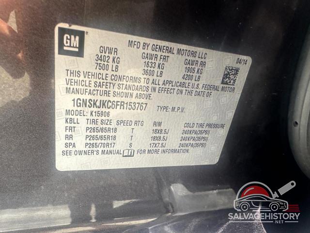 1GNSKJKC6FR153767 2015 CHEVROLET SUBURBAN photo no. 10