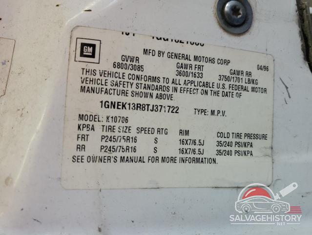 1GNEK13R8TJ371722 1996 CHEVROLET TAHOE photo no. 13