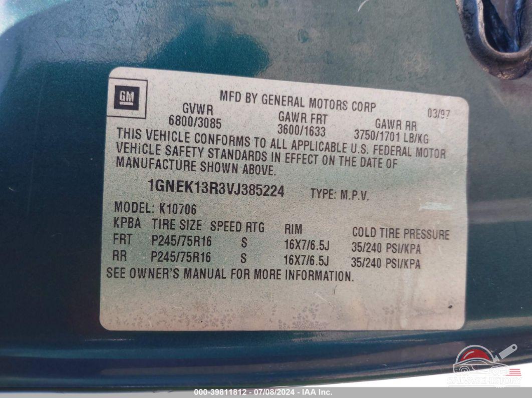 1GNEK13R3VJ385224 1997 CHEVROLET TAHOE photo no. 9