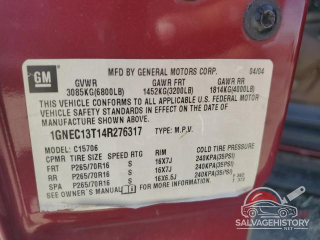 1GNEC13T14R276317 2004 CHEVROLET TAHOE photo no. 12