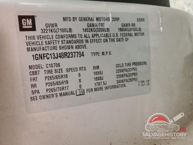 1GNFC13J48R237794 2008 CHEVROLET TAHOE photo no. 13